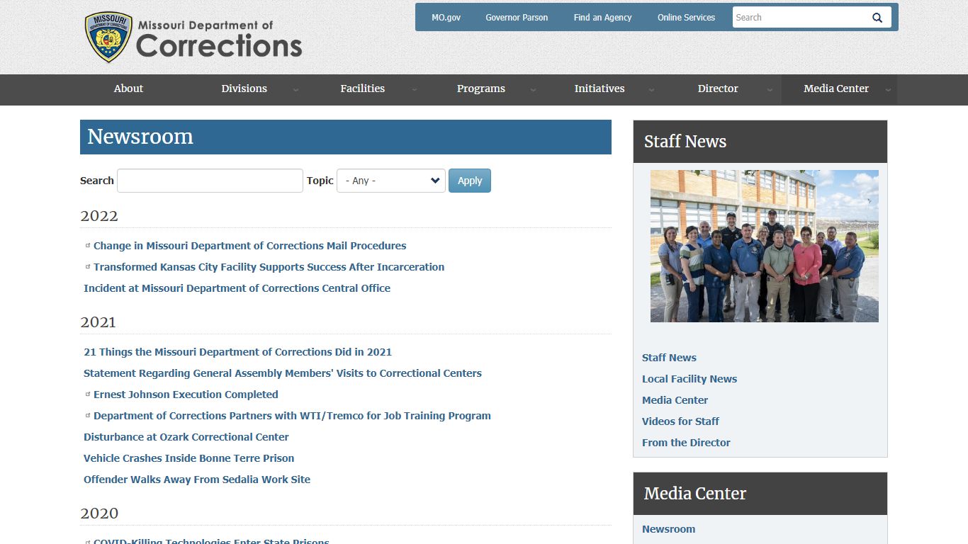 Newsroom | Missouri Department of Corrections